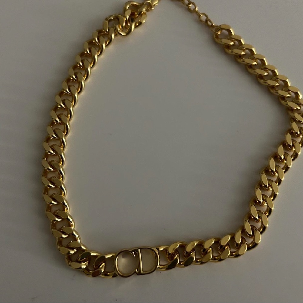 Christian Dior Gold Chain Necklace Bold Statement Jewelry